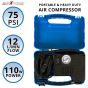 AllExtreme AE-8004 Heavy Duty Tyre Inflator Briefcase Style Air Compressor with Extension Air Hose and Cigratte Lighter Plug (75 PSI, 6 Months Warranty)