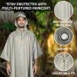 Allextreme Poncho Raincoat Hooded Waterproof Rainwear Adult Lightweight Unisex Cape for Hiking Camping Emergency- Khaki