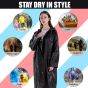 Allextreme EVA Waterproof Unisex Rain Coat Hooded Full Sleeves Outdoor Men, Women, Boys & Girls Rainwear Poncho Raincoat for Camping, Hiking & Travelling (1 Pc, Black)