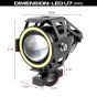 AllExtreme EXU7MW1 U7 Mini CREE LED Fog Light Work Lamp with Hi/Low, Flashing Beam and White Light Angel Eye Ring for Cars and Motorcycles (12W, White Light, 1 PC)