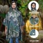 Allextreme Poncho Raincoat Hooded PU Rainwear Foldable Polyester Unisex Windbreaker Heavy Duty Military Impermeable Jacket for Outdoor Hiking Camping - Army Green