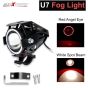 Allextreme EXRU7F1 Super Power Spot Beam U7 Led Fog Light, With Angel Eyes Light Ringthree Mode High Beam 125W Cree Fog Spotlight For Motorcycle 1Pc - Red