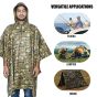 Allextreme Poncho Raincoat Hooded PU Rainwear Foldable Polyester Windbreaker Heavy Duty Military Impermeable Jacket for Outdoor Hiking Camping - Army Green