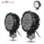 AllExtreme EX7M1B2 7 Inch Round Led Fog Light Universal 17 LED Off Road Driving Roof Lamp for Jeep Bikes and Cars (51W, White Light, 2 PCS)