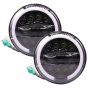 Allextreme EX9TH2P 7 Inch Full Ring Round LED Headlight with Hi/Low Beam Yellow & white Angel Eye Lamp Compatible with Bullet, Harley Davidson Jeep Wrangler (75W, Pack of 2)