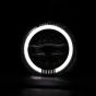 Allextreme EX9TH2P 7 Inch Full Ring Round LED Headlight with Hi/Low Beam Yellow & white Angel Eye Lamp Compatible with Bullet, Harley Davidson Jeep Wrangler (75W, Pack of 2)