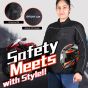 Allextreme AVIANT AIR Women Bike Riding Jacket CE Level 2 Certified Armour Protector Elbows Shoulders Protection Mesh Fabric Motorcycle Rider Gear (M, All Black)