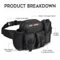 AllExtreme Multi-Utility Waist Bag Multi Pocket Sling Pouch & Fanny Pack Bags with Detachable Bottle Holder for Men and Women Travel Motorcycle Riding Outdoor Hiking Adventure (1Pc, Black)