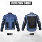 AllExtreme Denim Bike Riding Jacket CE Level 2 Protector Racer Armour with Night Visibility Sticker Shoulder Back Elbow Protection Abrasion Resistance Motorcycle Biker Gear for Men (L, Blue)