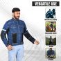 AllExtreme Denim Bike Riding Jacket CE Level 2 Protector Racer Armour with Night Visibility Sticker Shoulder Back Elbow Protection Abrasion Resistance Motorcycle Biker Gear for Men (L, Blue)