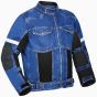 AllExtreme Denim Bike Riding Jacket CE Level 2 Protector Racer Armour with Night Visibility Sticker Shoulder Back Elbow Protection Abrasion Resistance Motorcycle Biker Gear for Men (L, Blue)