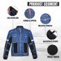 AllExtreme Denim Bike Riding Jacket CE Level 2 Protector Racer Armour with Night Visibility Sticker Shoulder Back Elbow Protection Abrasion Resistance Motorcycle Biker Gear for Men (XL, Blue)