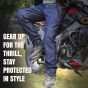 Allextreme Denim Bike Riding Pants with Heavy Duty XY Level 2 Certified HDEVA Knee and Hip Armor Rider Gear Jeans All Weather Protection for Riders Cycling Motorcycle Racing (Navy Blue, 38)