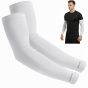 Allextreme Full Arm Sleeves for Riders Sun Protection Sweat Absorbing Quick Dry Cotton Hand Cover for Men & Women Basketball Cricket Biking Hiking Cycling Running Protective Bike Riding Gear (White)