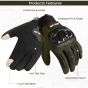 Allextreme Full Finger Bike Riding Gloves with Screen Touch Strong Knuckle Protective Shells Anti-Skid Surface Breathable Mesh Material Glove for Motorcycle Cycling Mountaineering (Black & Green, L)