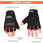 Allextreme Half Finger Riding Gloves for Bikers Strong Knuckle Protection Anti-Skid Palm Grip & Breathable Mesh Bike Hand Glove for Motorcycle Cycling Hiking Climbing Mountaineering (Black Red, M)