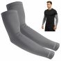 Allextreme Full Arm Sleeves for Riders Sun Protection Sweat Absorbing Quick Dry Cotton Hand Cover for Men & Women Basketball Cricket Biking Hiking Cycling Running Protective Bike Riding Gear (Grey)