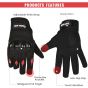 Allextreme Full Finger Bike Riding Gloves with Breathable Mesh Anti-Skid Surface Screen Touch Strong Knuckle Protective Shells Glove for Cycling Motorcycle Climbing Mountaineering Hiking (M, Black)