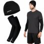 Allextreme Arm Sleeves & Skull Cap Set Reusable UV Dust Protection Pin Mesh Headcap with Hand Cover for Men Women Bike Riding Running Cycling Outdoor Protective Bike Riding Gear (Set of 1, Black)