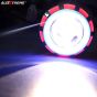 AllExtreme EXDRPRB1 High Intensity Led Projector Lamp Stylish Dual Ring COB LED Headlight with Hi/Low Beam and Flasher Function for All Bikes (Red & Blue, 35W)