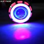 AllExtreme EXDRPRB1 High Intensity Led Projector Lamp Stylish Dual Ring COB LED Headlight with Hi/Low Beam and Flasher Function for All Bikes (Red & Blue, 35W)