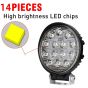 Allextreme EX14HW1 14 LED Round Fog Light Heavy Duty Off Road Driving CREE LED Work Light for All Bikes and Cars (42W, White Light, 1 PC)