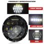 Allextreme EX13H1P 7inch Round Ring 13 LED Headlight with Turn Signal Lights for Jeep Wrangler (12-30V, 75W, Pack of 1)