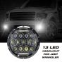 Allextreme EX13H1P 7inch Round Ring 13 LED Headlight with Turn Signal Lights for Jeep Wrangler (12-30V, 75W, Pack of 1)