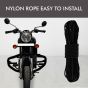 AllExtreme EX28LRB High Strength Leg Guard Rope Synthetic Towing Securing Rope Compatible for Bullet, Cars, Motorcycles, ATV and UTV (28M, Black)
