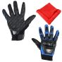 Allextreme EXKRGB1 Microfiber Towel Cleaning Cloth & Hard Rubber Knuckle Nylon Unisex Full Finger Gloves for Bikers & Riders (Black)