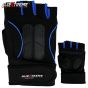Allextreme EXHG3OE Anti-Slip Half Finger Bike Gloves Breathable Microfiber Leather Shock Absorbing Gloves for Men and Women (Blue, Extra Large)