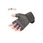 Allextreme EXHG3OL Anti-Slip Half Finger Bike Gloves Breathable Microfiber Leather Shock Absorbing Gloves for Men and Women (Pink, Large)