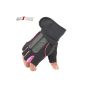 Allextreme EXHG3OL Anti-Slip Half Finger Bike Gloves Breathable Microfiber Leather Shock Absorbing Gloves for Men and Women (Pink, Large)