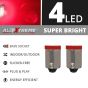 AllExtreme EXTT1R2 BA9S LED Parking Light Super Bright 4 SMD Car Interior License Plate Wedge Dome Trunk Dashboard Bulb for Car Bike and Motorcycle (1W, Red, 2 PCS)