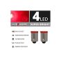AllExtreme EXTT1R2 BA9S LED Parking Light Super Bright 4 SMD Car Interior License Plate Wedge Dome Trunk Dashboard Bulb for Car Bike and Motorcycle1 (1W, Red, 2 PCS)