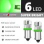 Allextreme EXBA9SG7 BA9S LED Parking Light Super Bright 6 SMD Interior Pilot License Plate Dome Indicator Lamp Bulb for Car Bike and Motorcycle (2W, Green, 2 PCS)