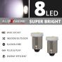 Allextreme EXTW9S3 BA9S LED Parking Light Super Bright 8 SMD Car Interior License Plate Wedge Dome Trunk Dashboard Bulb for Car Bike and Motorcycle (3W, White, 2 PCS)