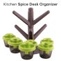AllExtreme Tree Shaped Box Container with Silicone Lid Pop Up Spice Rack Stand Condiments Organiser Translucent Body 6 Pcs Set (Green)