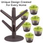 AllExtreme Tree Shaped Box Container with Silicone Lid Pop Up Spice Rack Stand Condiments Organiser Translucent Body 6 Pcs Set (Green)