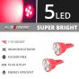 Allextreme EXT10R2 Universal T10 LED Parking Light Super Bright Interior Pilot License Plate Dome Indicator Lamp Bulb for Car Bike and Motorcycle (2W, Red, 2 PCS)