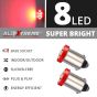 Allextreme EXBA9SR3 BA9S LED Parking Light Super Bright Car Interior License Plate Wedge Dome Trunk Dashboard Bulb for Car Bike and Motorcycle (2W, Red, 2 PCS)