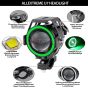 Allextreme EXGU7F2 U7 Led Fog Light Bike Driving Drl Fog Light Spotlight, High/Low Beam, Flashing-With Green Angel Eyes Light Ring (Pack Of 2),Green