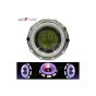 Allextreme EXDRPWB1 High Intensity Led Projector Lamp Stylish Dual Ring COB LED Headlight with Hi/Low Beam and Flasher Function for All Bikes (15W, White & Blue)