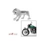 AllExtreme EXLMEL1 Universal Motorcycle Styling Lion Model Silver Plated Metal Mudguard Front Hood Bonnet Emblem for Bikes and Cars (Chrome, 1 Pc)