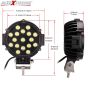 Allextreme EX7M2B2 7 Inch Round Led Fog Light Universal 17 LED Off Road Driving Roof Lamp for Jeep Bikes and Cars (51W, White Light, 2 PCS)