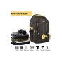 Allextreme 15.6" Water Proof Lightweight Backpack Laptop Tablet Nylon Bag for Men and Women (Black & Yellow)