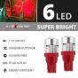 Allextreme EXT106R Universal T10 LED Parking Light 6 SMD Super Bright Interior Pilot License Plate Dome Indicator Lamp Bulb for Car Bike and Motorcycle (2W, Red, 2 PCS)