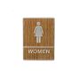 AllExtreme Wooden Finish Toilet Restroom Washroom Aluminium Frame Door Signboard with Strong Sticky Back (Women)