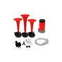 Allextreme EXCAHR3 Car/Bikes Air Horn with 12 Volt Air Compressor and Attachment Screws and Brackets for Passenger Car, Truck, SUV, Trailer, Motorcycle (Red)