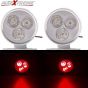 Allextreme EX3LLR2 3 LED Round Multicolor Strobe LED Light Police Warning Flash Lamp for Bike, Car, Motorcycle, and SUV (5W, Red, 2 PCS)